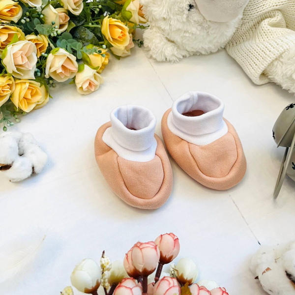 Пинетки для новорожденного Bebika, состав: 80% натуральный хлопок, 20% полиэстер (20/2-6), 0-3 мес.